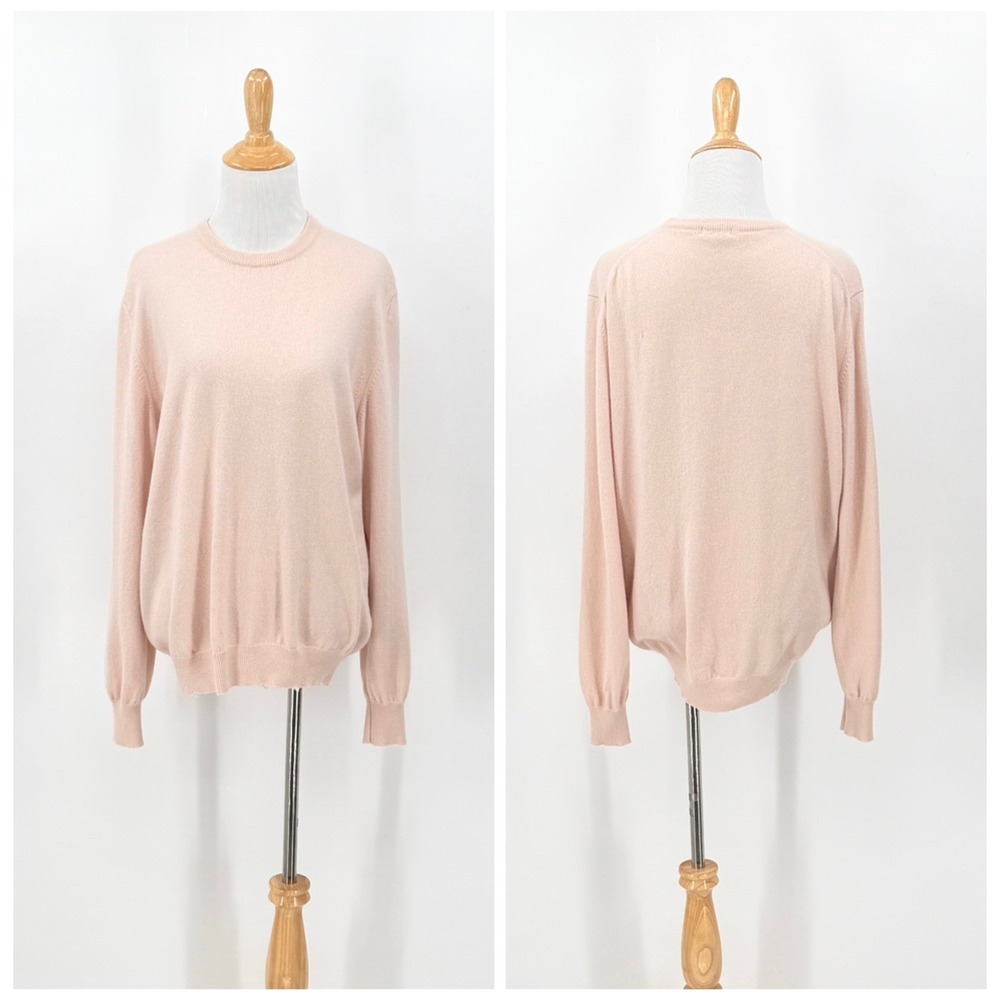 MALO CASHMERE Crewneck Sweater Women XXL Pink Peach Tan Designer Luxury Knitwear